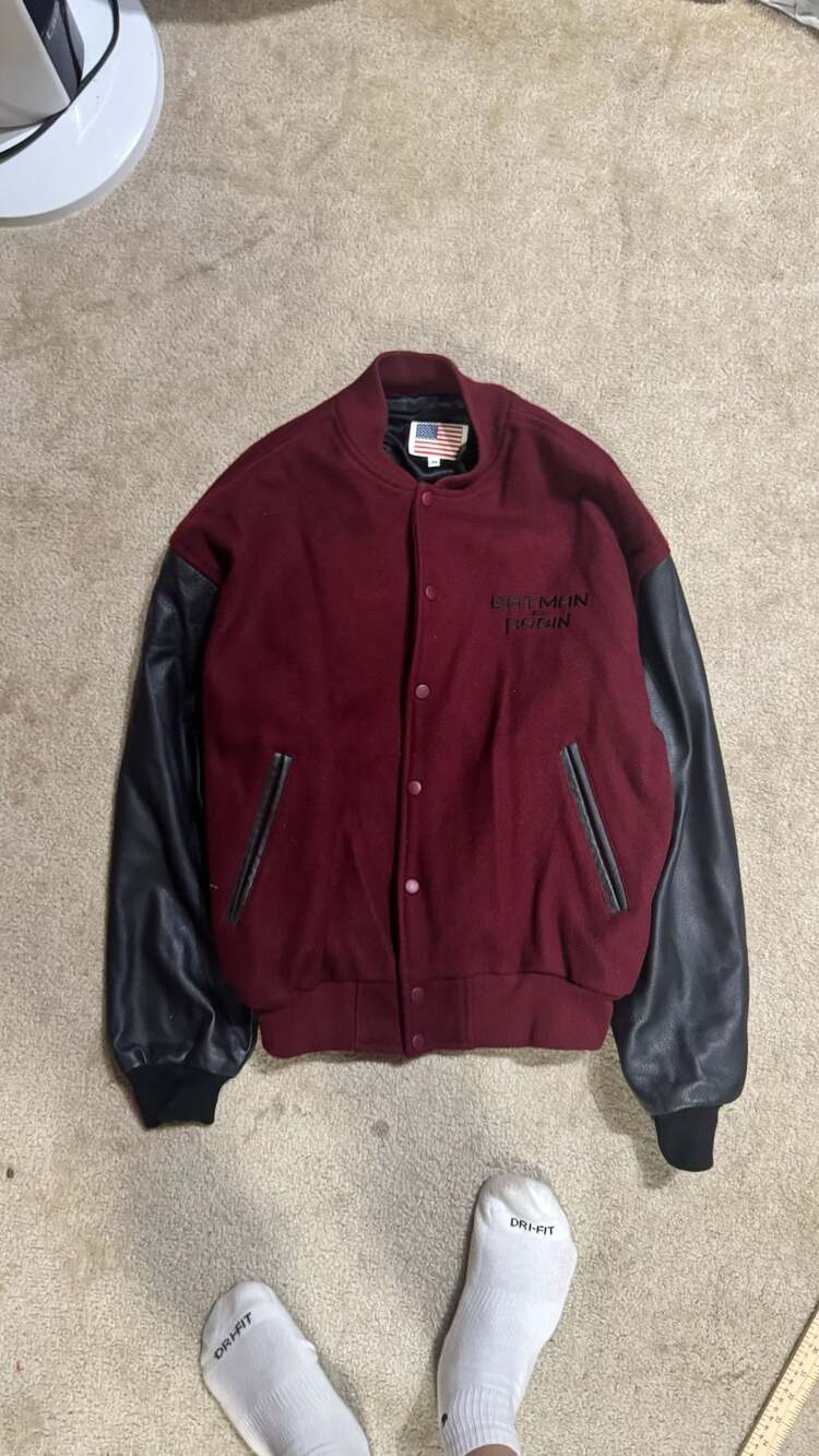 Vintage 1997 Batman & Robin Movie Promo Wool and Leather Varsity Jacket